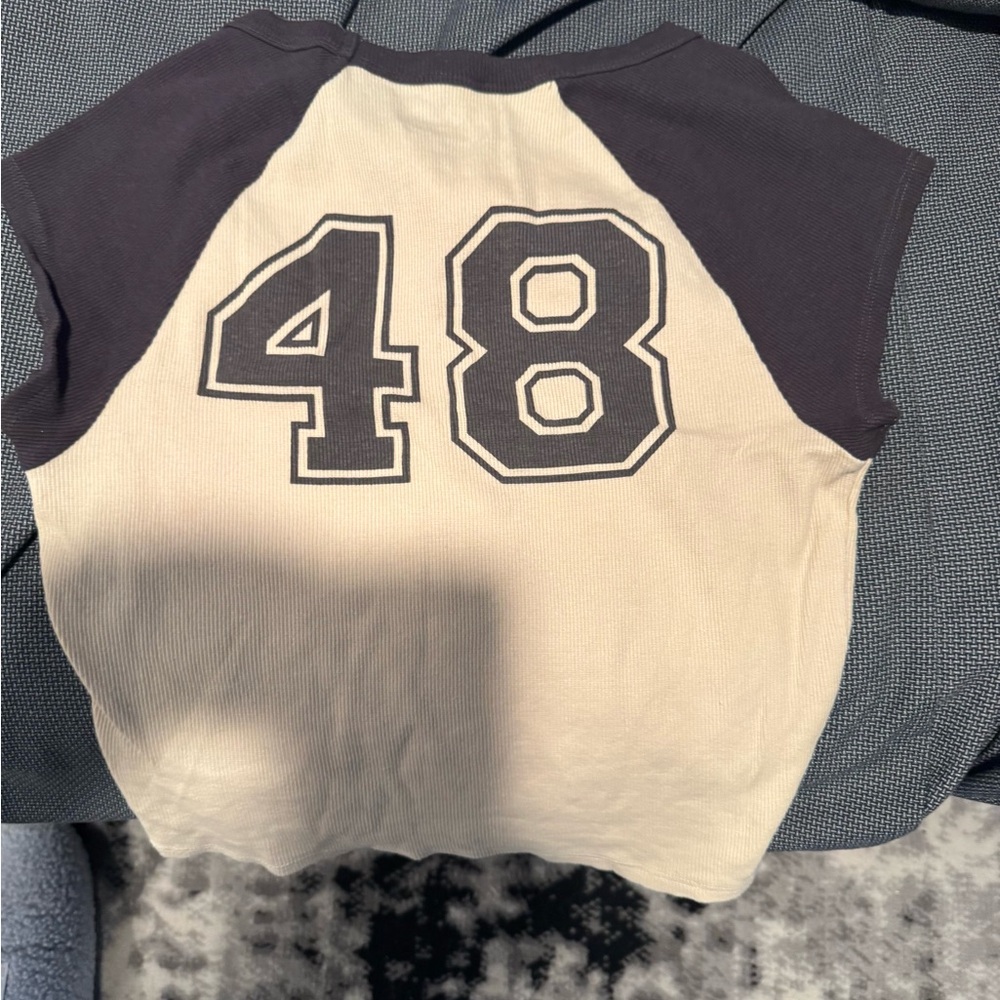 PacSun Black and Cream Raglan Tee